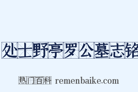 处士野亭罗公墓志铭是什么意思的图片